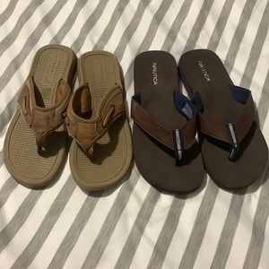 2 pair boys flip flops. Sperry & Nautica.